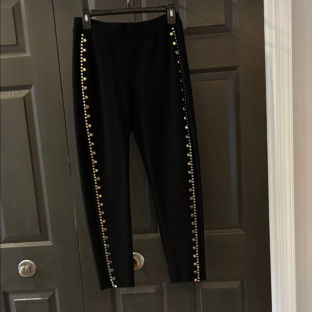 Michael Kors Black Leggings with Gold Studs